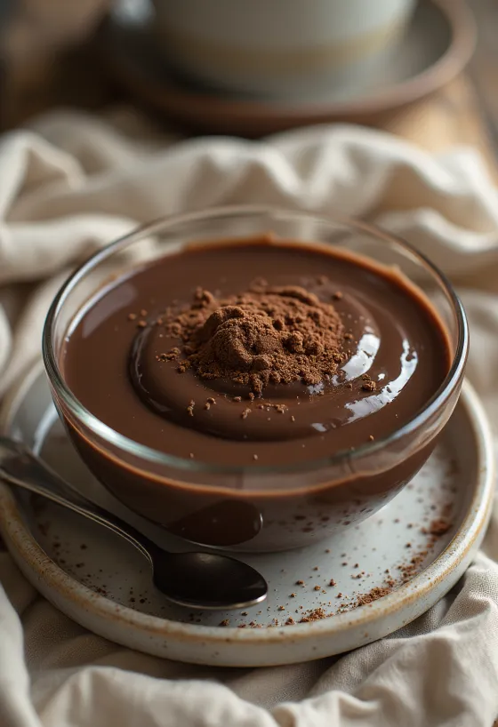 Crème dessert au chocolat servie dans un verre
