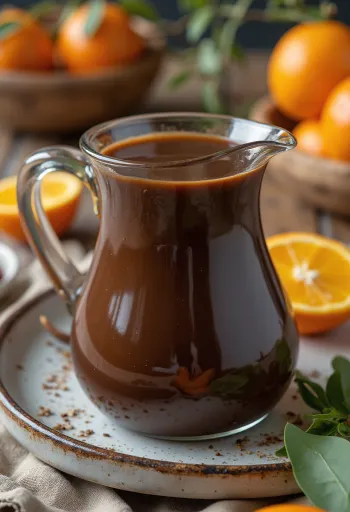 Sauce chocolat à l'orange et au piment servie