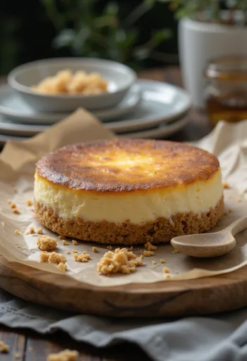 Cheesecake sur base biscuitée servi
