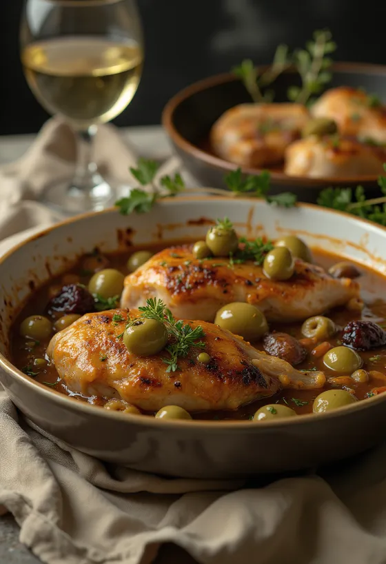 Poulet Marbella servi avec persil frais
