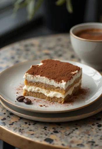 Gâteau tiramisu sans sucre présentation élégante