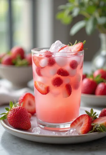 Hwachae aux fraises, boisson aux fruits coréenne, avec fruits frais et yaourt