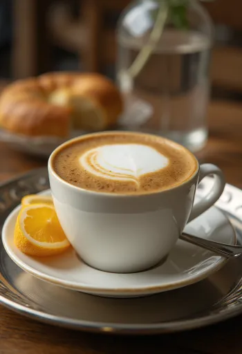 Latte cannelle-gingembre, boisson au café décorée d'un bâton de cannelle et de gingembre