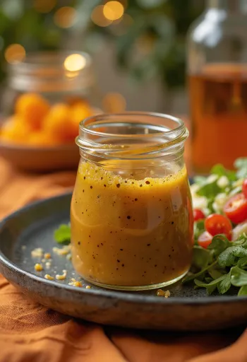 Sauce moutarde miel et vinaigre balsamique servie