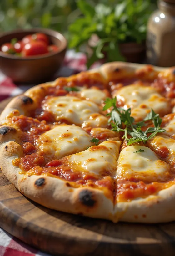 Pizza style turkmène servie avec sauce tomate locale