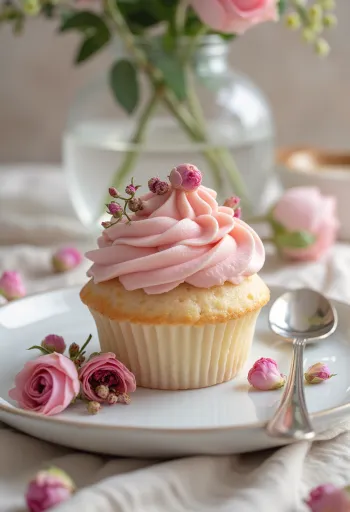 Cupcake à l'eau de rose avec crème mascarpone