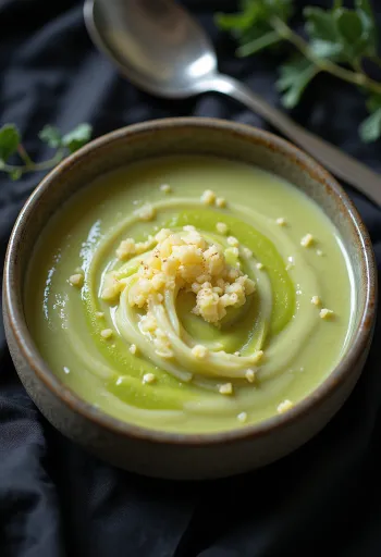 Velouté crémeux de chou frisé au fromage servi