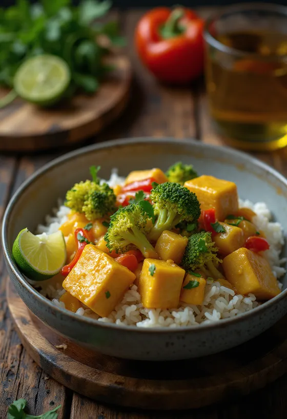 Curry de légumes au tofu et riz