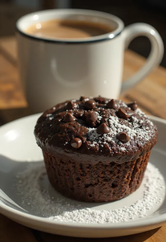 Muffins tout chocolat servis sur une assiette