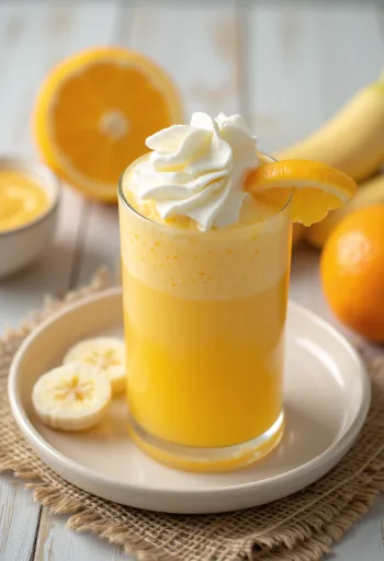 Frappé orange-banane dans un verre