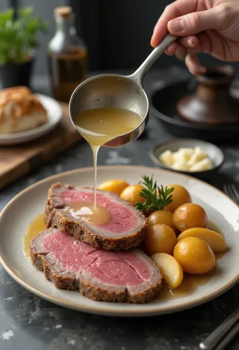 Tafelspitz servi avec pommes de terre et raifort aux pommes