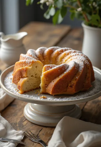 Kouglof aux pommes et bananes servi