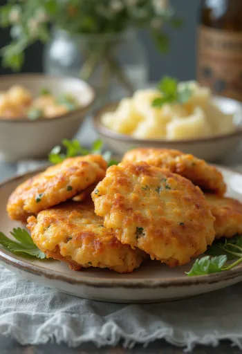Boulettes de poulet maison servies avec des légumes frais.
