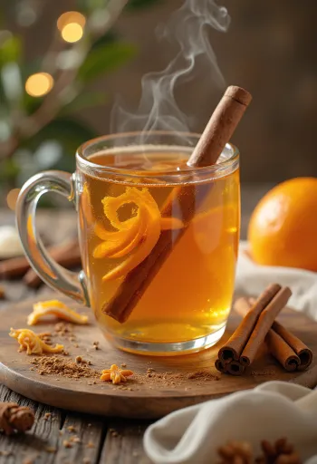 Cidre à la cannelle servi dans un verre
