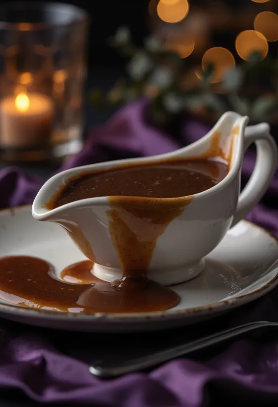 Sauce à la bière brune servie avec rôtis