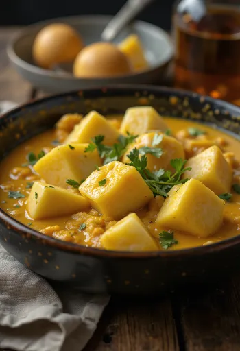 Curry d'aubergine piquant servi