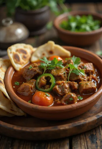 Bœuf Saji servi avec de la coriandre fraîche