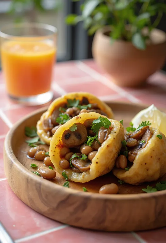 Acarajé aux champignons dans une pâte frite dorée