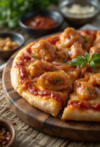 Barbecue chicken pizza au poulet grillé et oignon rouge