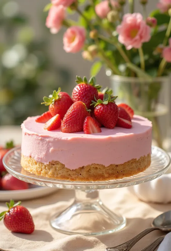 Gâteau mousse aux fraises avec fruits