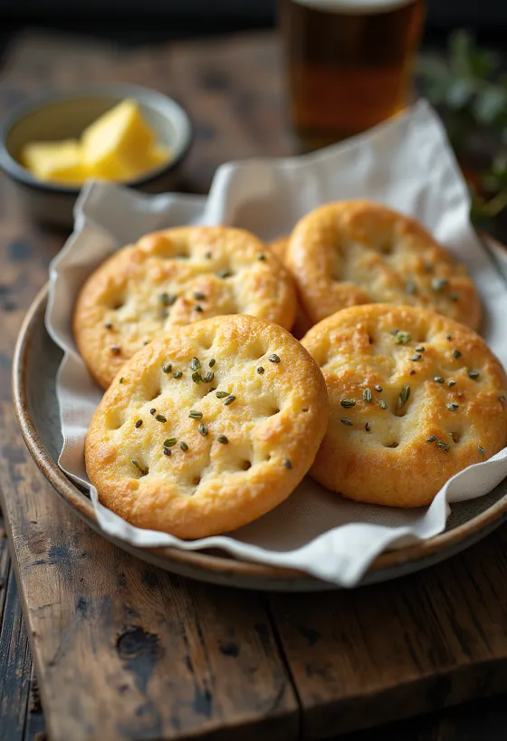 Knäckebröd aux graines de cumin, tranché et servi frais