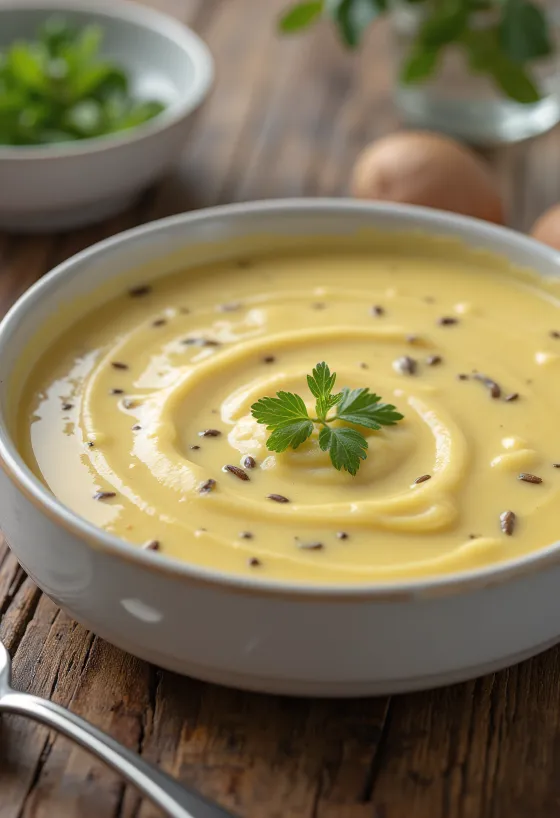 Sauce moutarde servie avec plats de viande