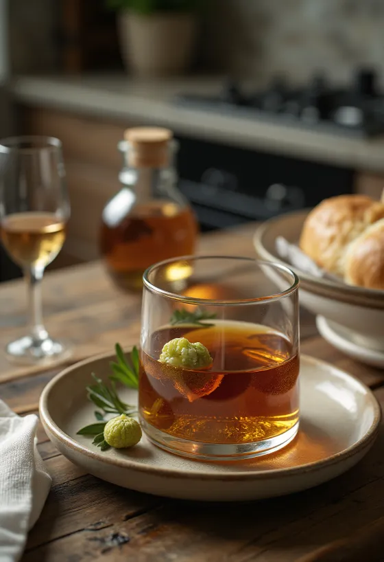 Liqueur de noix servie en bouteille
