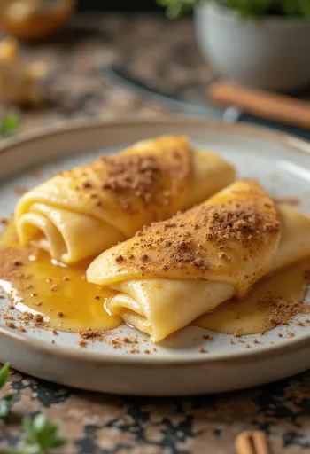 Crêpes au miel et à la cannelle roulées