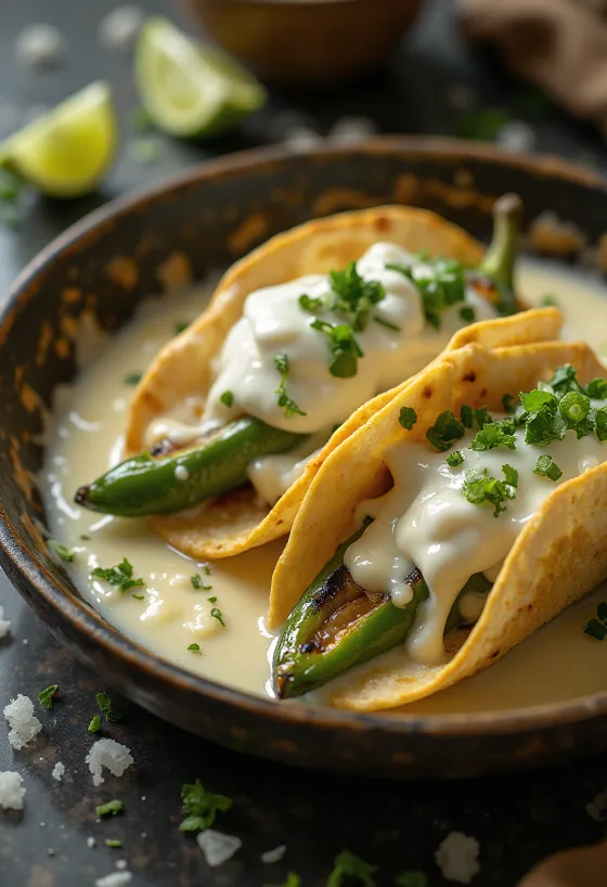 Tacos de Rajas con Queso servis