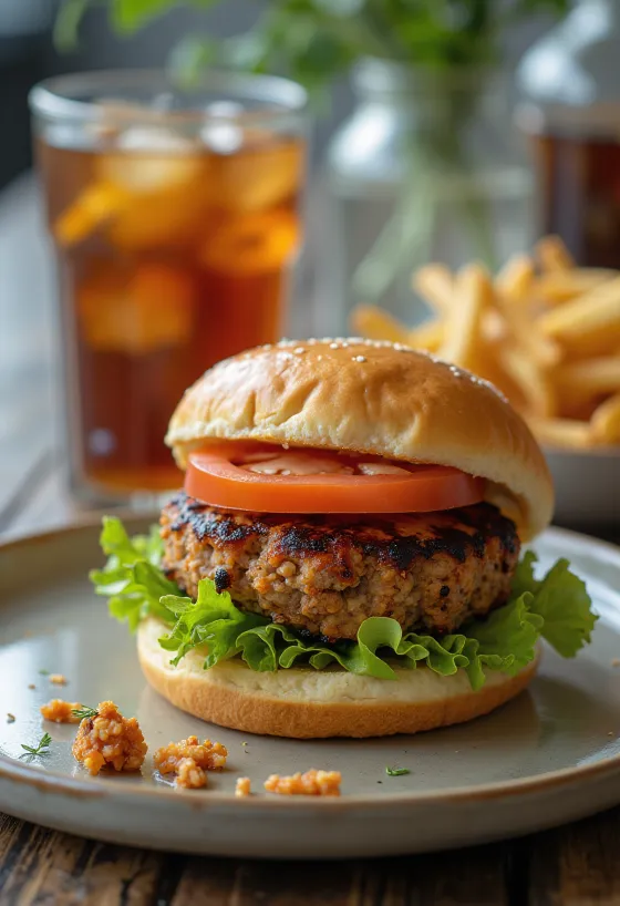 Burger de tempeh avec légumes frais