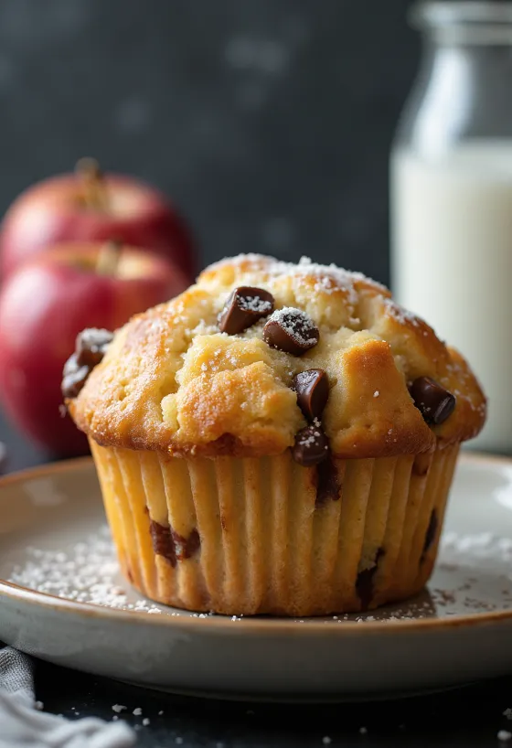 Muffins pomme-chocolat servis