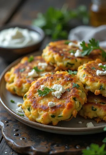 Kolokithokeftedes enrichis à la carotte, croquettes croustillantes servies