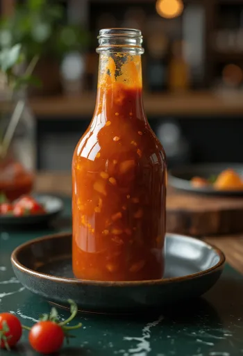 Sauce barbecue piquante à l'orange servie