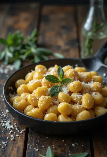 Gnocchi italiens au parmesan servis avec du beurre