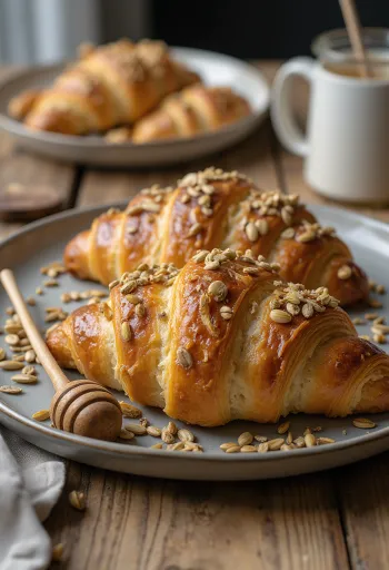 Croissants aux graines de courge servis