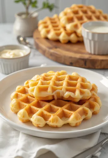 Gaufre fraîchement cuite et croustillante servie