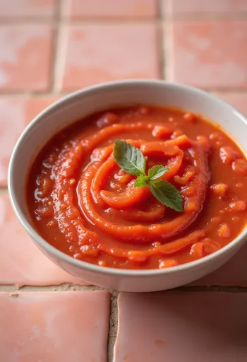 Sauce tomate aux poivrons servie