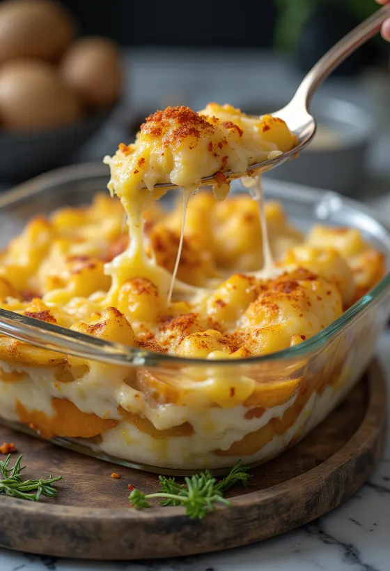 Gratin de pommes de terre vegan servi avec du persil frais