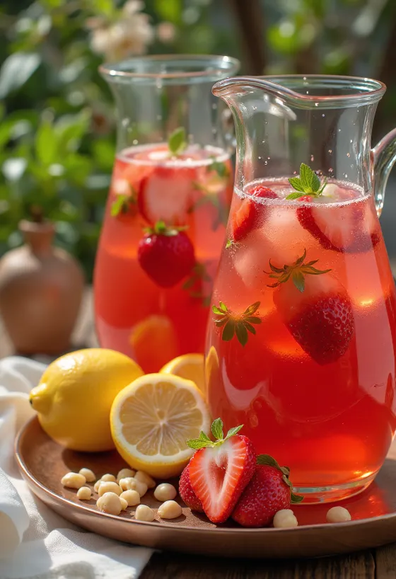 Limonade à la fraise servie dans un verre