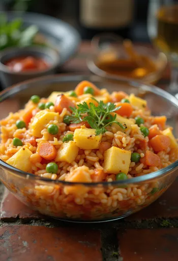 Salade d'Omurice servie, avec persil frais et œuf