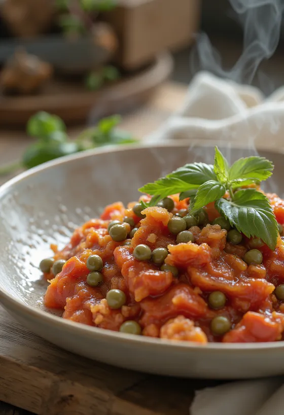 Sauce tomate aux câpres servie