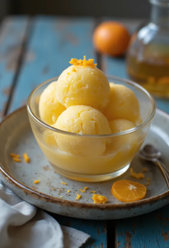 Sorbet whiskey miel fait maison, dessert épicé