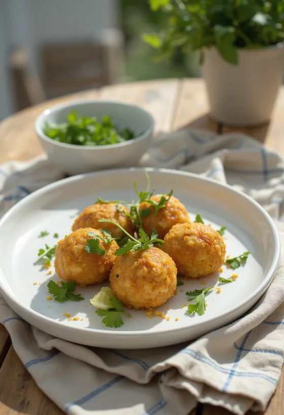Acarajé avec salade de tomates vertes, plat brésilien croustillant