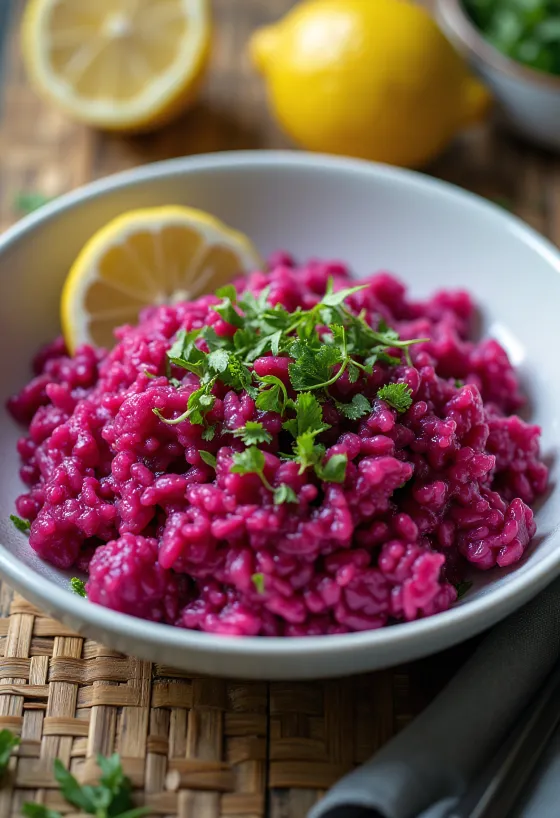 Riz à la betterave servi