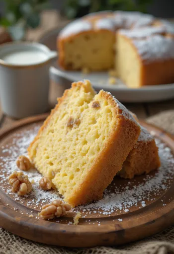 Gâteau aux noix servi sur une assiette