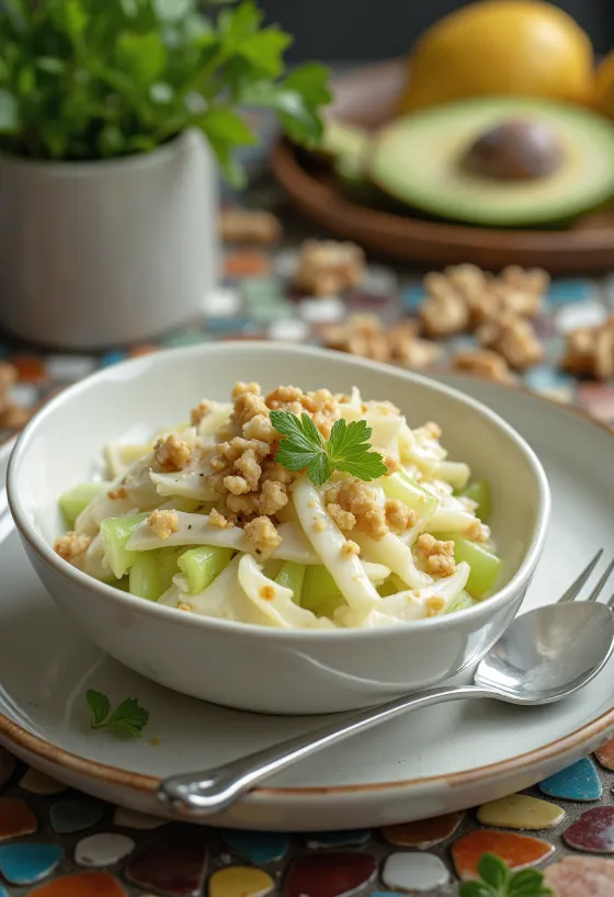 Salade de céleri croquante servie