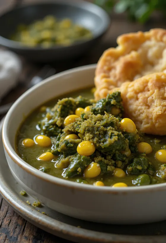 Callaloo servi avec du maïs