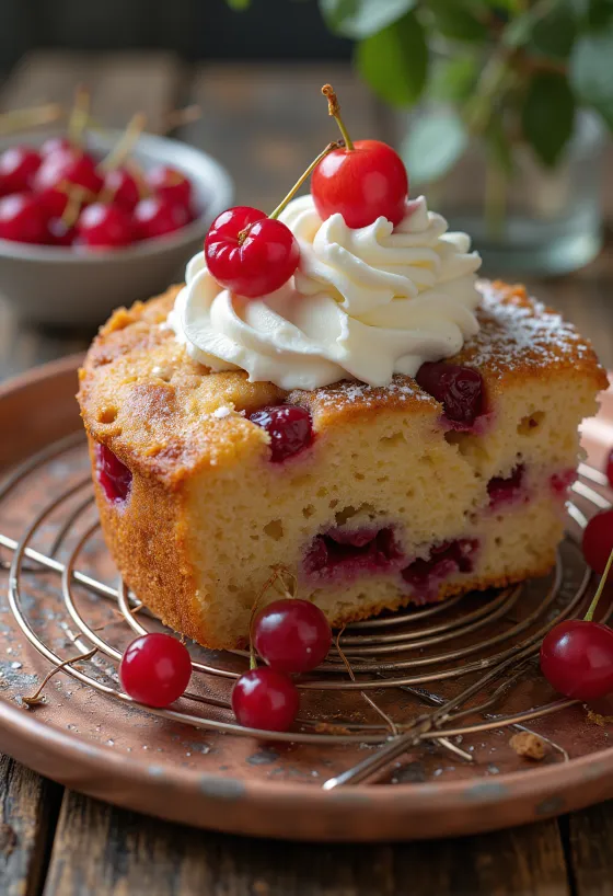 Gâteau aux groseilles et à la cannelle servi en parts