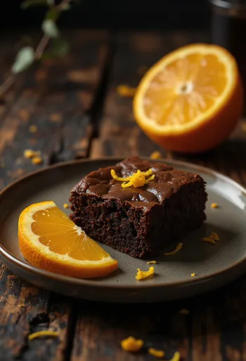 Brownie à l'orange sur assiette