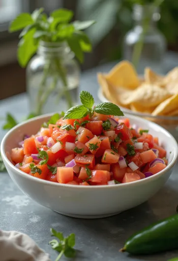 Salsa de tomates fraîche servie